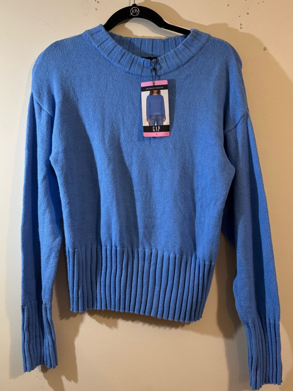 Gap crewneck knit sweater wide ribbed hem cuffs women’s small blue NWT